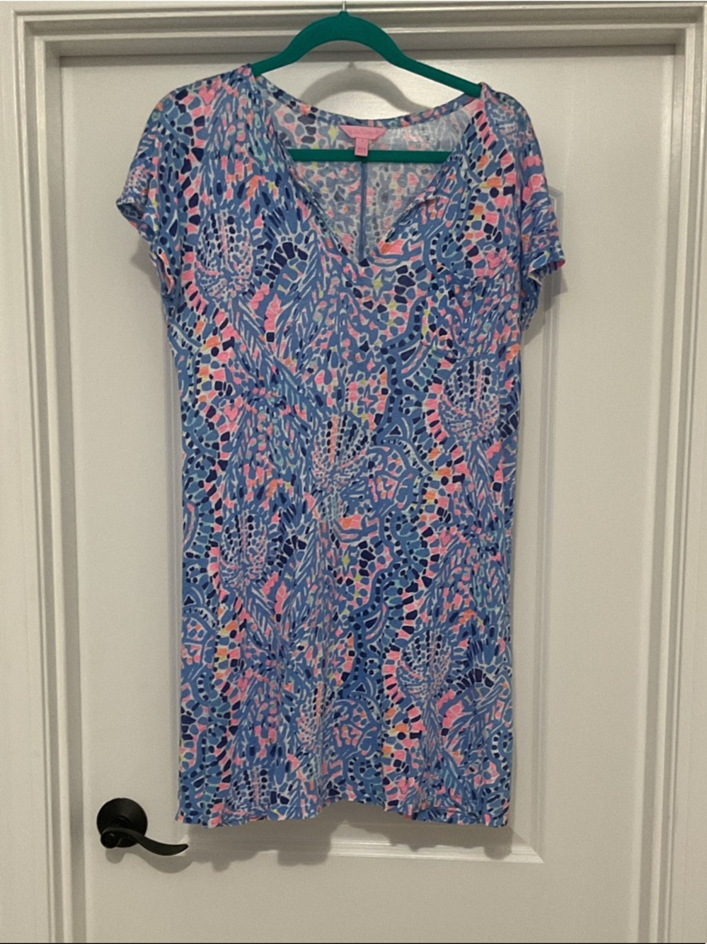 Lilly Pulitzer Blue & Pink Printed V-Neck Dress
